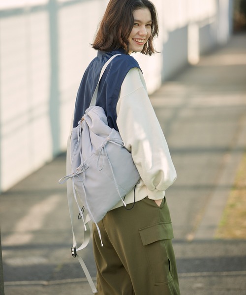 ROPE' PICNIC(ロペピクニック)の「A4対応・撥水加工/リボンドロストリングナップザック(バックパック/リュック・レディース・ライトグレー/ブラック・FREE)」の18枚目の写真