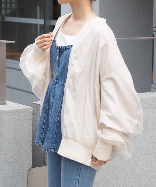 tiptop(ティップトップ)の「チュールレイヤードBIGブルゾン(ブルゾン・レディース・アイボリー/ブラック/チャコールグレー・FREE)」の12枚目の写真