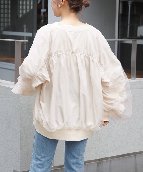 tiptop(ティップトップ)の「チュールレイヤードBIGブルゾン(ブルゾン・レディース・アイボリー/ブラック/チャコールグレー・FREE)」の13枚目の写真