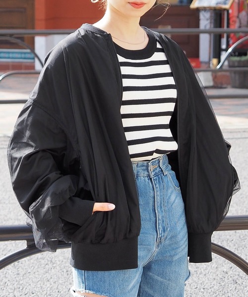 tiptop(ティップトップ)の「チュールレイヤードBIGブルゾン(ブルゾン・レディース・アイボリー/ブラック/チャコールグレー・FREE)」の20枚目の写真