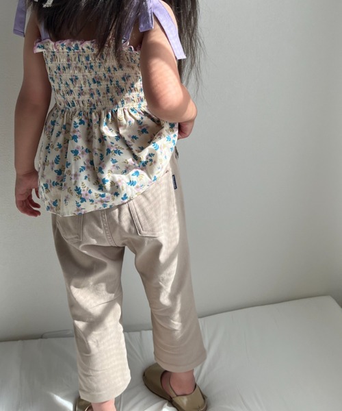 Moujonjon(ムージョンジョン)の「無地・ギンガムストレッチツイル7分丈パンツ(その他パンツ・キッズ・ブラック/ベージュ・90/100/110/120/130/140)」の1枚目の写真