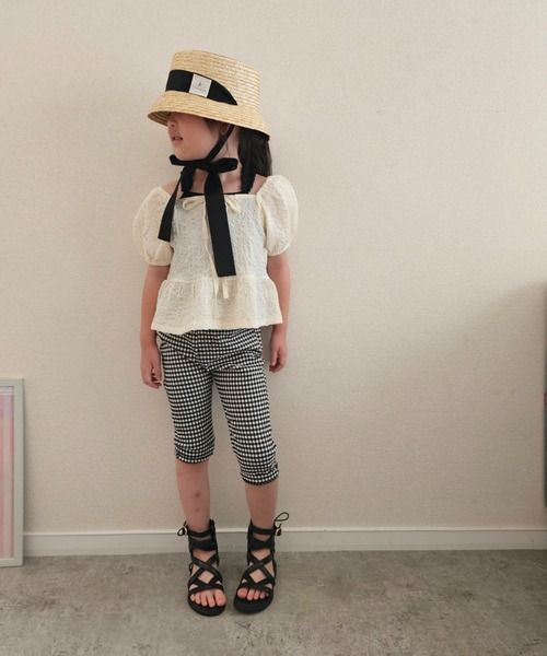 Moujonjon(ムージョンジョン)の「無地・ギンガムストレッチツイル7分丈パンツ(その他パンツ・キッズ・ブラック/ベージュ・90/100/110/120/130/140)」の22枚目の写真