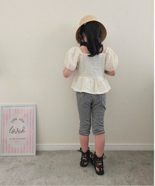 Moujonjon(ムージョンジョン)の「無地・ギンガムストレッチツイル7分丈パンツ(その他パンツ・キッズ・ブラック/ベージュ・90/100/110/120/130/140)」の19枚目の写真