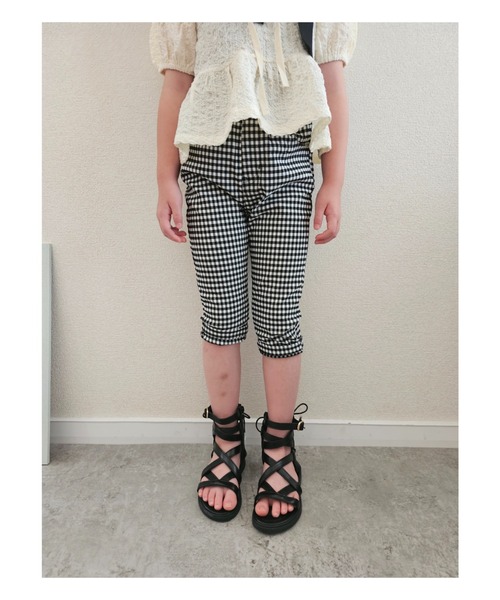 Moujonjon(ムージョンジョン)の「無地・ギンガムストレッチツイル7分丈パンツ(その他パンツ・キッズ・ブラック/ベージュ・90/100/110/120/130/140)」の20枚目の写真
