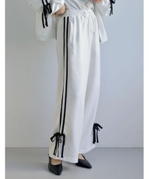 [2024SS PRE ORDER][低身長サイズ有]裏毛サイドラインリボンパンツ