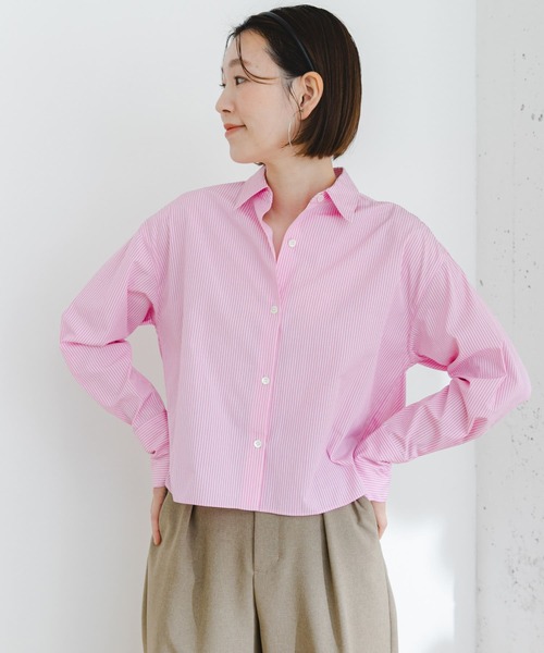 F by ROSSO（エフバイロッソ）の「F by ROSSO　クロップドシャツ（シャツ/ブラウス・レディース・ブルー系その他/ピンク系その他/オフホワイト・FREE）」の3枚目の写真