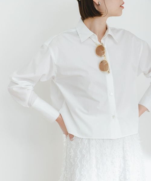 F by ROSSO（エフバイロッソ）の「F by ROSSO　クロップドシャツ（シャツ/ブラウス・レディース・ブルー系その他/ピンク系その他/オフホワイト・FREE）」の11枚目の写真