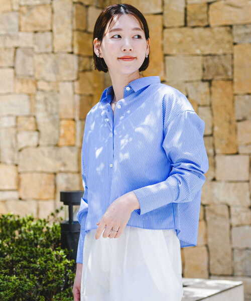 F by ROSSO（エフバイロッソ）の「F by ROSSO　クロップドシャツ（シャツ/ブラウス・レディース・ブルー系その他/ピンク系その他/オフホワイト・FREE）」の8枚目の写真