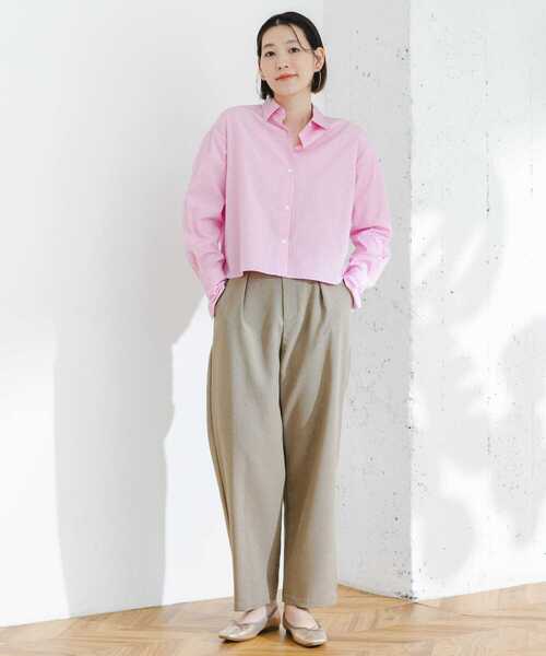 F by ROSSO（エフバイロッソ）の「F by ROSSO　クロップドシャツ（シャツ/ブラウス・レディース・ブルー系その他/ピンク系その他/オフホワイト・FREE）」の6枚目の写真