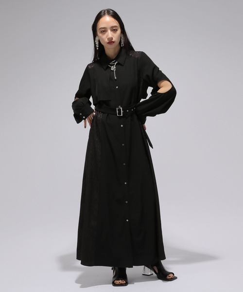 HARE(ハレ)の「カットアウトジャガードキリカエワンピース(HARE)(ワンピース・レディース・グリーン/ネイビー/グレー/ブラック・FREE)」の7枚目の写真