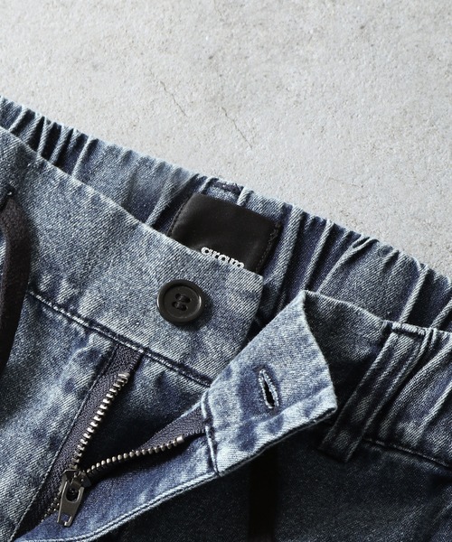 ZIP FIVE（ジップファイブ）の「【ZIP FIVE】 ヴィンテージライク ケミカル ウォッシュ デニム 裾ドローコード バルーン カーゴパンツ（カーゴパンツ・メンズ・ブラック/ブルー・LARGE/MEDIUM）」の13枚目の写真