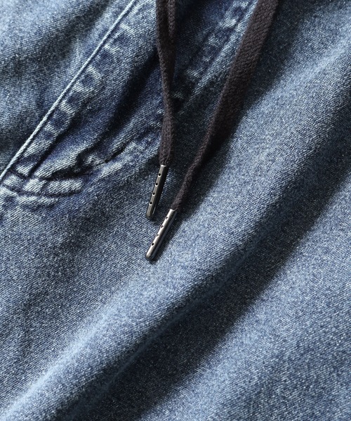 ZIP FIVE（ジップファイブ）の「【ZIP FIVE】 ヴィンテージライク ケミカル ウォッシュ デニム 裾ドローコード バルーン カーゴパンツ（カーゴパンツ・メンズ・ブラック/ブルー・LARGE/MEDIUM）」の15枚目の写真