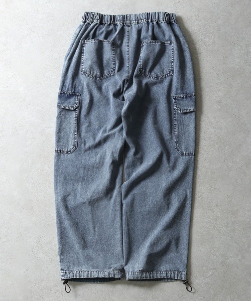ZIP FIVE（ジップファイブ）の「【ZIP FIVE】 ヴィンテージライク ケミカル ウォッシュ デニム 裾ドローコード バルーン カーゴパンツ（カーゴパンツ・メンズ・ブラック/ブルー・LARGE/MEDIUM）」の20枚目の写真