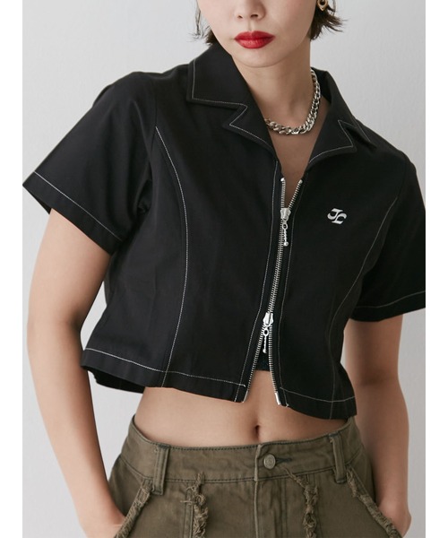 jouetie（ジュエティ）の「カラーステッチコンパクトZIPシャツ【セットアップ対応】（シャツ/ブラウス・レディース・アイボリー/レッド/ブラウン/ブラック・MEDIUM）」の2枚目の写真