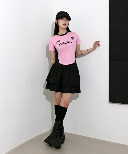 FOLLOWIN（フォロウィン）の「[バレエコアルック][インナーパンツ付き]ラブリーウエストゴムフリルミニフレアスカート（スカート・レディース・アイボリー/ブラック・FREE）」の13枚目の写真
