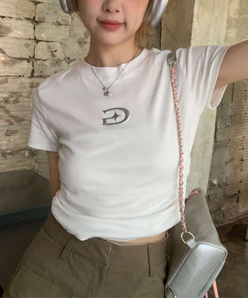 SpRay（スプレイ）の「メタルプリント半袖Tシャツ（Tシャツ/カットソー・レディース・グレー/ブラック/ホワイト/チャコールグレー・FREE）」の16枚目の写真