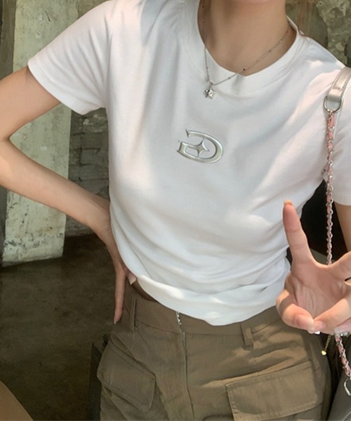 SpRay（スプレイ）の「メタルプリント半袖Tシャツ（Tシャツ/カットソー・レディース・グレー/ブラック/ホワイト/チャコールグレー・FREE）」の18枚目の写真