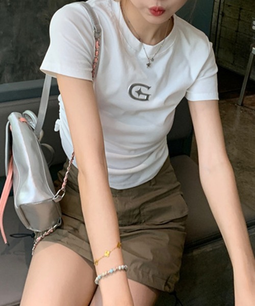 SpRay（スプレイ）の「メタルプリント半袖Tシャツ（Tシャツ/カットソー・レディース・グレー/ブラック/ホワイト/チャコールグレー・FREE）」の19枚目の写真