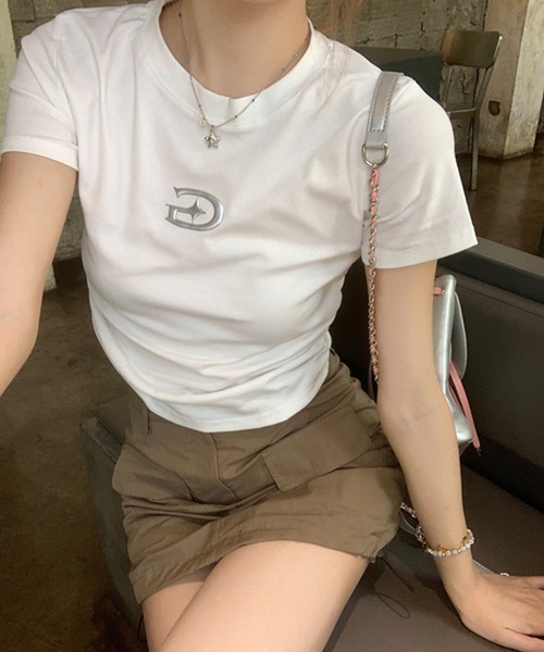 SpRay（スプレイ）の「メタルプリント半袖Tシャツ（Tシャツ/カットソー・レディース・グレー/ブラック/ホワイト/チャコールグレー・FREE）」の21枚目の写真