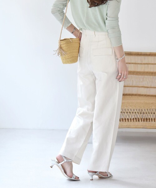 【セール】quaranciel:〈洗濯機可能〉コットン リネン タック パンツ（スラックス）｜quaranciel（カランシエル） 5,517円