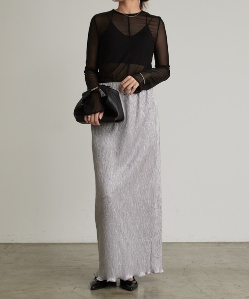 Lui's（ルイス）の「ラメナロースカート（スカート・レディース・シルバー/ブラック・FREE）」の3枚目の写真
