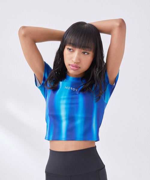 NERGY（ナージー）の「【skin wear】UV & 水陸両用 & 保湿 CREORAカップ付きTシャツ（Tシャツ/カットソー・レディース・ブルー/ブラック・M/S）」の3枚目の写真