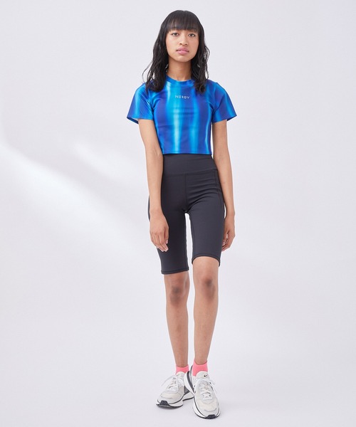 NERGY（ナージー）の「【skin wear】UV & 水陸両用 & 保湿 CREORAカップ付きTシャツ（Tシャツ/カットソー・レディース・ブルー/ブラック・M/S）」の6枚目の写真