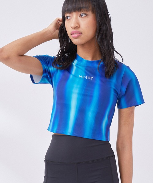 NERGY（ナージー）の「【skin wear】UV & 水陸両用 & 保湿 CREORAカップ付きTシャツ（Tシャツ/カットソー・レディース・ブルー/ブラック・M/S）」の4枚目の写真