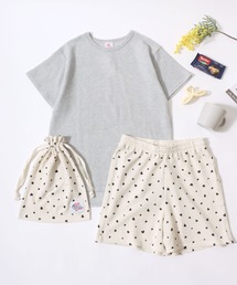JEMORGAN(ジェーイーモーガン)の「JEMORGAN/ジェーイーモーガン セットアップ 花総柄 ハート柄 ワッフル 半袖Tシャツ&ショートパンツ&ポーチ 3点セット/ルームウェア/ワンマイルウェア/パジャマ/レディース(ルームウェア/パジャマ)」