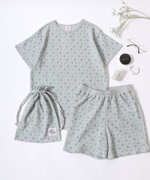 JEMORGAN(ジェーイーモーガン)の「JEMORGAN/ジェーイーモーガン セットアップ 花総柄 ハート柄 ワッフル 半袖Tシャツ&ショートパンツ&ポーチ 3点セット/ルームウェア/ワンマイルウェア/パジャマ/レディース(ルームウェア/パジャマ)」