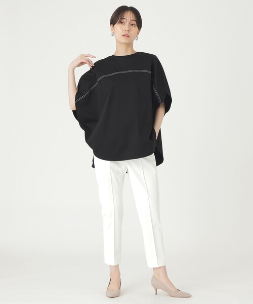 CAST:(キャストコロン)の「【接触冷感】サークルフォルムカットソー(Tシャツ/カットソー・レディース・ブルー系その他2/ブラック/ホワイト・M)」の9枚目の写真