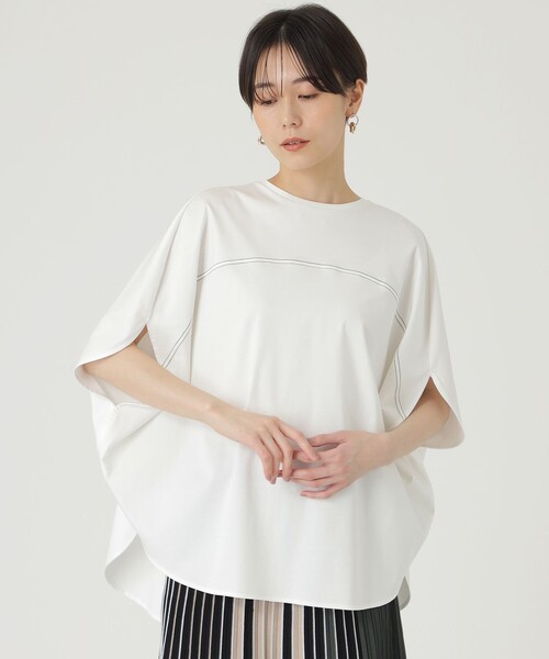 CAST:(キャストコロン)の「【接触冷感】サークルフォルムカットソー(Tシャツ/カットソー・レディース・ブルー系その他2/ブラック/ホワイト・M)」の1枚目の写真