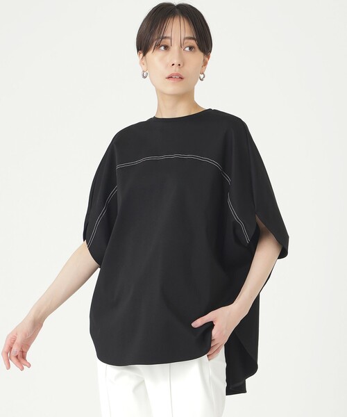 CAST:(キャストコロン)の「【接触冷感】サークルフォルムカットソー(Tシャツ/カットソー・レディース・ブルー系その他2/ブラック/ホワイト・M)」の2枚目の写真