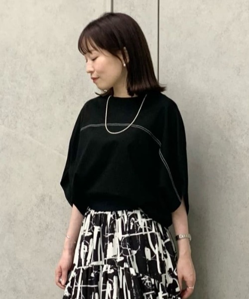 CAST:(キャストコロン)の「【接触冷感】サークルフォルムカットソー(Tシャツ/カットソー・レディース・ブルー系その他2/ブラック/ホワイト・M)」の5枚目の写真