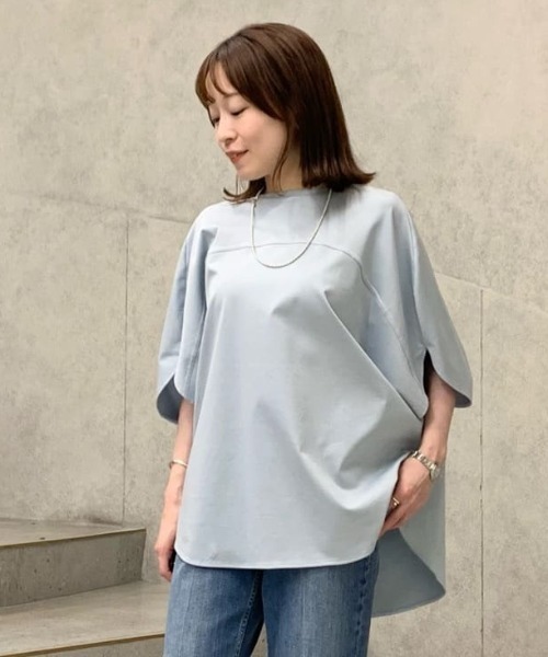 CAST:(キャストコロン)の「【接触冷感】サークルフォルムカットソー(Tシャツ/カットソー・レディース・ブルー系その他2/ブラック/ホワイト・M)」の6枚目の写真