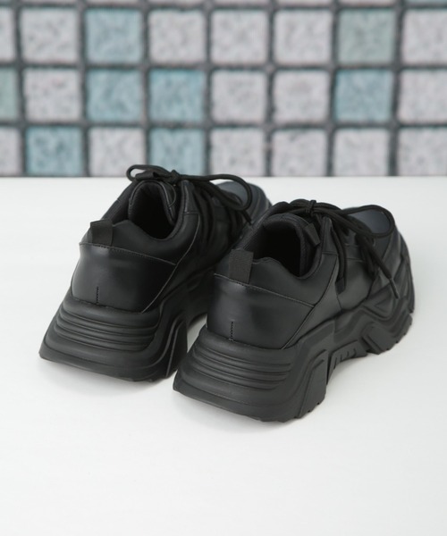 NANO universe（ナノユニバース）の「プラットフォームレースアップスニーカー（スニーカー・レディース・ブラック/ホワイト・36/37/38）」の8枚目の写真