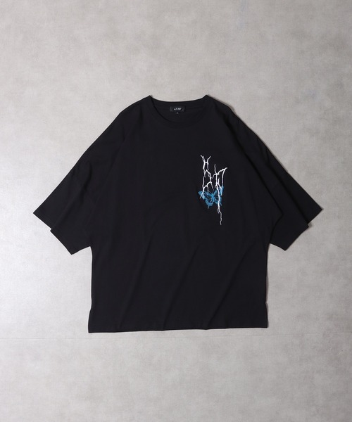 RE730（アールイーセブンサーティー）の「Printed dolman T-shirt / プリントドルマンTシャツ unisex（Tシャツ/カットソー・メンズ・チャコール/ブラック/ホワイト・M/L）」の6枚目の写真