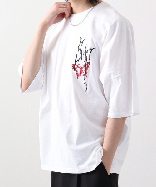 RE730（アールイーセブンサーティー）の「Printed dolman T-shirt / プリントドルマンTシャツ unisex（Tシャツ/カットソー・メンズ・チャコール/ブラック/ホワイト・M/L）」の19枚目の写真