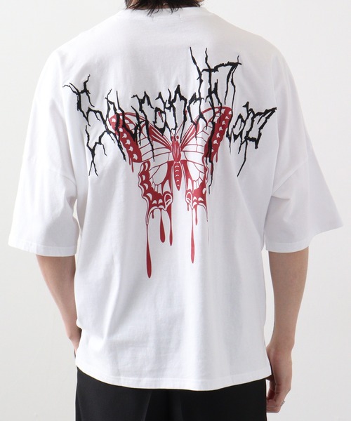RE730（アールイーセブンサーティー）の「Printed dolman T-shirt / プリントドルマンTシャツ unisex（Tシャツ/カットソー・メンズ・チャコール/ブラック/ホワイト・M/L）」の20枚目の写真