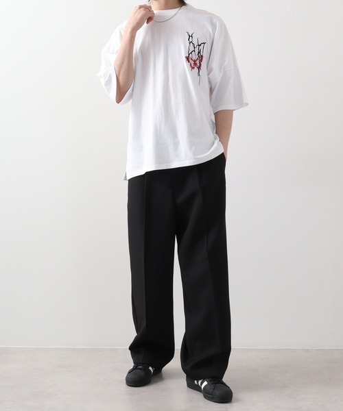 RE730（アールイーセブンサーティー）の「Printed dolman T-shirt / プリントドルマンTシャツ unisex（Tシャツ/カットソー・メンズ・チャコール/ブラック/ホワイト・M/L）」の22枚目の写真