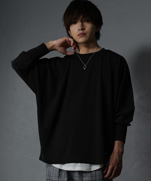 MinoriTY（マイノリティ）の「【MinoriTY】梨地ドルマンボリュームスリークウォータースリーブカットソー メンズ ロンT ビッグシルエット ドルマンスリーブ オーバーサイズ ルーズフィット 秋服（Tシャツ/カットソー・メンズ・ベージュ/ブラック/カーキ/ローズ/ネイビー・S/M/L）」の11枚目の写真