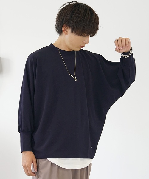 MinoriTY（マイノリティ）の「【MinoriTY】梨地ドルマンボリュームスリークウォータースリーブカットソー メンズ ロンT ビッグシルエット ドルマンスリーブ オーバーサイズ ルーズフィット 秋服（Tシャツ/カットソー・メンズ・ベージュ/ブラック/カーキ/ローズ/ネイビー・S/M/L）」の15枚目の写真