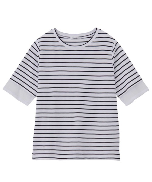 GeeRA(ジーラ)の「綿100%袖シアー切替シルケットTシャツ(Tシャツ/カットソー・レディース・オフホワイト/ブラック/その他・MEDIUM/LARGE)」の21枚目の写真