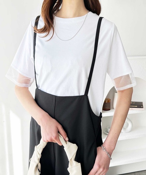 GeeRA(ジーラ)の「綿100%袖シアー切替シルケットTシャツ(Tシャツ/カットソー・レディース・オフホワイト/ブラック/その他・MEDIUM/LARGE)」の22枚目の写真