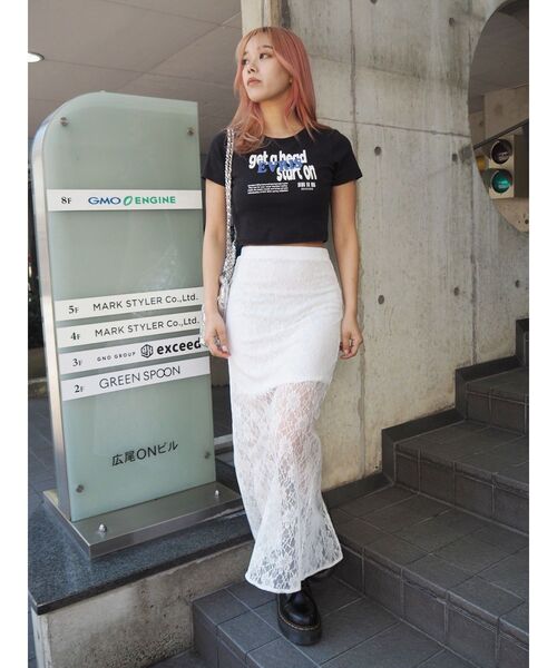 EVRIS（エヴリス）の「Get a Head クロップドTシャツ（Tシャツ/カットソー・レディース・イエロー/ブラック/ホワイト・FREE）」の12枚目の写真