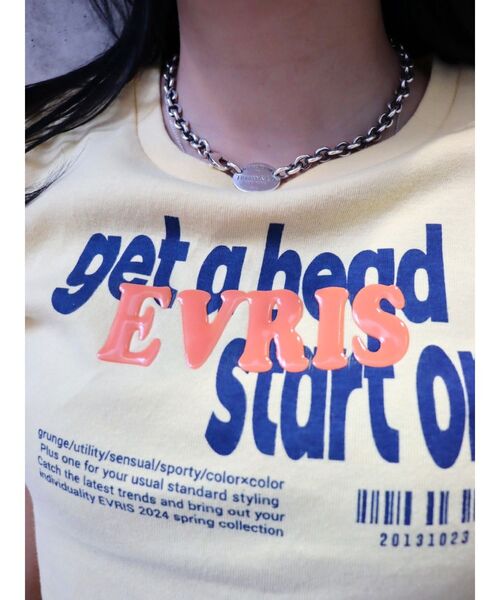 EVRIS（エヴリス）の「Get a Head クロップドTシャツ（Tシャツ/カットソー・レディース・イエロー/ブラック/ホワイト・FREE）」の18枚目の写真