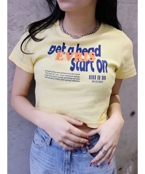 EVRIS（エヴリス）の「Get a Head クロップドTシャツ（Tシャツ/カットソー・レディース・イエロー/ブラック/ホワイト・FREE）」の19枚目の写真