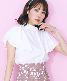 <大きいサイズ> スタンドカラーフレアブラウス marun