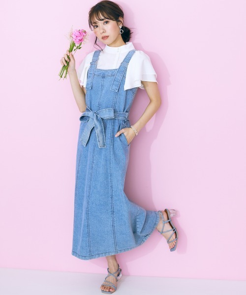 marun（マルン）の「＜大きいサイズ＞ スタンドカラーフレアブラウス marun（シャツ/ブラウス・レディース・ピンクベージュ/サックスブルー/オフホワイト・4L/5L/L/LL/3L）」の6枚目の写真