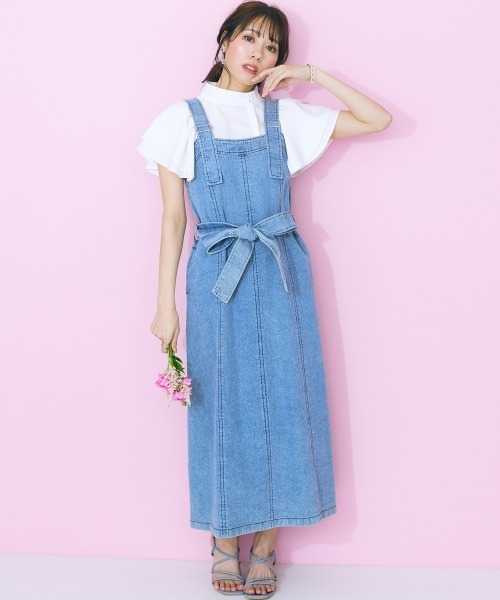 marun（マルン）の「＜大きいサイズ＞ スタンドカラーフレアブラウス marun（シャツ/ブラウス・レディース・ピンクベージュ/サックスブルー/オフホワイト・4L/5L/L/LL/3L）」の9枚目の写真